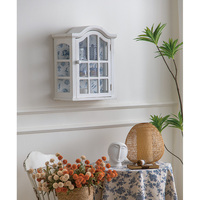 Supports de rangement en bois massif blanc rustique nordique supports étagère murale avec porte en verre pour salon