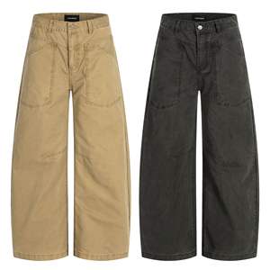 Pantalon <span class=keywords><strong>cargo</strong></span> ample rétro 11KN, décontracté, neutre, de haute qualité, lavé et vieilli, taille mi-haute, effet amincissant - Product Image 5