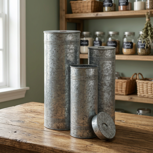 Chaman India - Cubo de Almacenamiento Cilíndrico de Hierro Galvanizado, Ecológico, para Uso en Exteriores, Modelo 24461 - Product Image 3