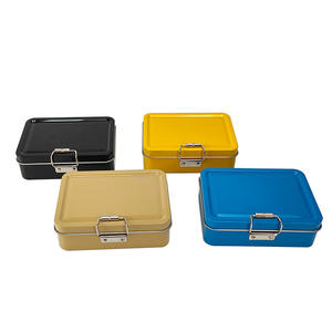 صندوق صفيح معدني محمول للتخزين الخارجي مع مشبك جانب واحد غطاء قابل للطي من الخشب الرقائقي مصنع فن الخشب الرقائقي مخزون حديد بمشبك - Product Image 1