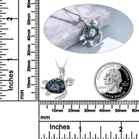 Bijoux fins, collier avec pendentif tortue de mer en argent sterling 925, coquille d'ormeau en relief