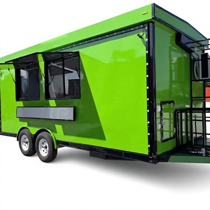 Green Modern Stainless Steel Mobile Food Trailer Fully Equipped Vending Concession Truck Double Axle Serving Window for Events - Product Image 1