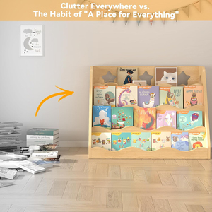 Étagère à livres à motif festonné, étagère à livres Montessori pour enfants, bibliothèque pour tout-petits, organisateur pour la crèche - Product Image 3