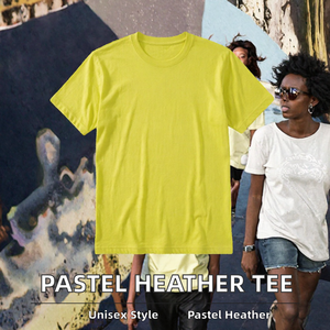 T-shirt uni pastel Heather à col rond et manches courtes, impression personnalisée par sublimation - Product Image 2