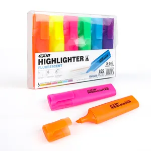 Gxin G-304801 6pcs/set neon vivid color Highlighter Marker Pens Fluorescent Pen Drawing custom Highlighters