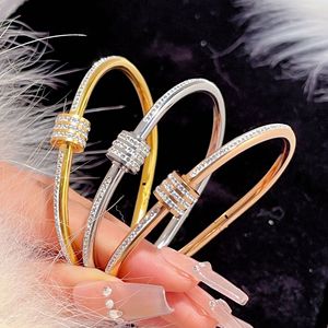 Bracelets géométriques en titane plaqué or 18 carats avec zircon pour femme, style taille fine, tendance, léger et luxueux, ne décolore pas, cadeau - Product Image 1