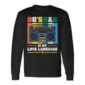 Camiseta de manga larga con diseño de cinta de los años 70, 80 y 90 para amantes de la música R&B de los años 90 - Product Image 1