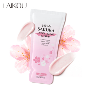 LAIKOU สกินแคร์ ครีมอาบน้ำทำความสะอาดผิวอย่างล้ำลึก ผลัดเซลล์ผิวกระจ่างใส สครับผิวกายซากุระสีชมพูจากธรรมชาติ 8 กรัม - Product Image 1