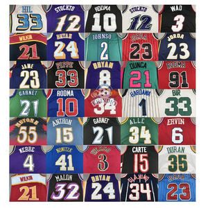 レトロバスケットボールジャージー刺繍男子ビンテージバスケットボールユニフォーム3ワード8 34 Allens 33 Birds 32 Malones Classical - Product Image 1