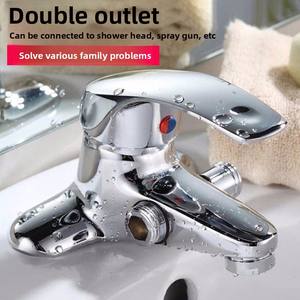 หัวฝักบัวเปิดด้านข้างช่องเดียวแบบสมัยเก่าอ่างน้ำสองรูอ่างน้ำร้อนน้ำเย็นช่องเข้าอ่างอาบน้ำหน้าล้างเซรามิกวาล์วผสม - Product Image 2