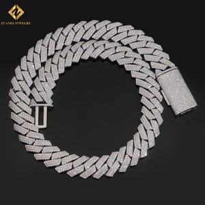 Hiphop Chain Link Jewelry VVS Moissanite <b>Statement</b> <b>Necklace</b> 925 Silver Rhodium Plated Baguette Cut Miami Cuban Link Chain - Product Image 5