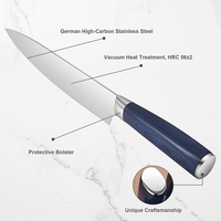 Couteau de Chef Professionnel TOALLWIN Super Affûté en Bois Pakka pour Trancher et Découper le Pain, Ensemble de Couteaux de Cuisine Chinois