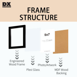 إطار صور MDF كلاسيكي من DX Designs، مقاسات 4x6 5x7 8x10 11x14 12x16 بوصة، قابل للتعليق على الحائط والعرض على الطاولة للفنون - Product Image 2