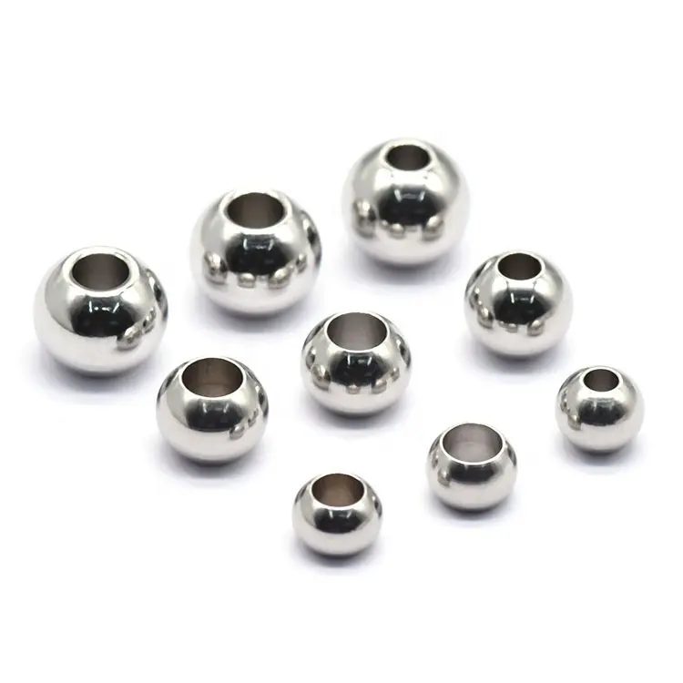 Stainless Steel Beads With Hole DIY Bracelet Jewelry Accessories Drilled Steel Ball