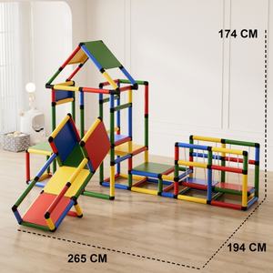 โครงปีนป่ายพลาสติกเกรดเชิงพาณิชย์สำหรับใช้ในร่ม พร้อมสไลเดอร์ สำหรับร้านเล่นและศูนย์รวมความบันเทิงสำหรับครอบครัวในร่ม - Product Image 3