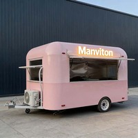 Remorque alimentaire mobile multifonctionnelle d'extérieur en fibre de verre et acier inoxydable, 4 roues, résistante à la rouille, garantie 1 an, isolée