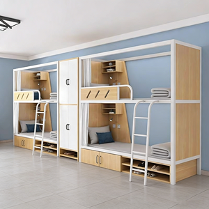 Cama litera de acero y madera de alta calidad con estructura de hierro para dormitorio, hospital, personal de hotel, albergue juvenil, apartamento, dormitorio, cama metálica - Product Image 1