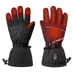 Savior Black Microfiber Softshell Windproof Waterproof Battery Electric Heated Ski Gloves