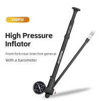 Pompe à air portable ENLEE haute pression 300 PSI en alliage d'aluminium pour fourche avant/amortisseur arrière de vélo avec manomètre et valve E/V rotative à 360 degrés