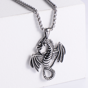Pendentif nordique unisexe, Song des neiges et <span class=keywords><strong>du</strong></span> feu, collier en forme de Dragon respirant de style Baroque, élément Totem - Product Image 3