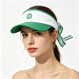 Unisex Fashion Color Block Sun Visor Hat Back <b>Ribbon</b> Bow UV Protection <b>Wide</b> Brim Ponytail Empty Top Cap Summer Sports Travel - Product Image 1