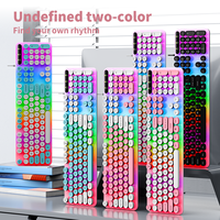 Clavier à membrane filaire BK8000 avec LED arc-en-ciel, 104 touches, touches rétro punk, ergonomique et doux pour le jeu sur ordinateur