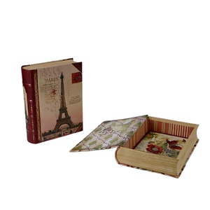 Boîte cadeau personnalisée <span class=keywords><strong>Dr</strong></span>. Box, motif Paris vintage, en forme de livre, boîte de rangement creuse en forme de livre, en carton gris et papier artistique, pour bijoux et décoration intérieure - Product Image 4