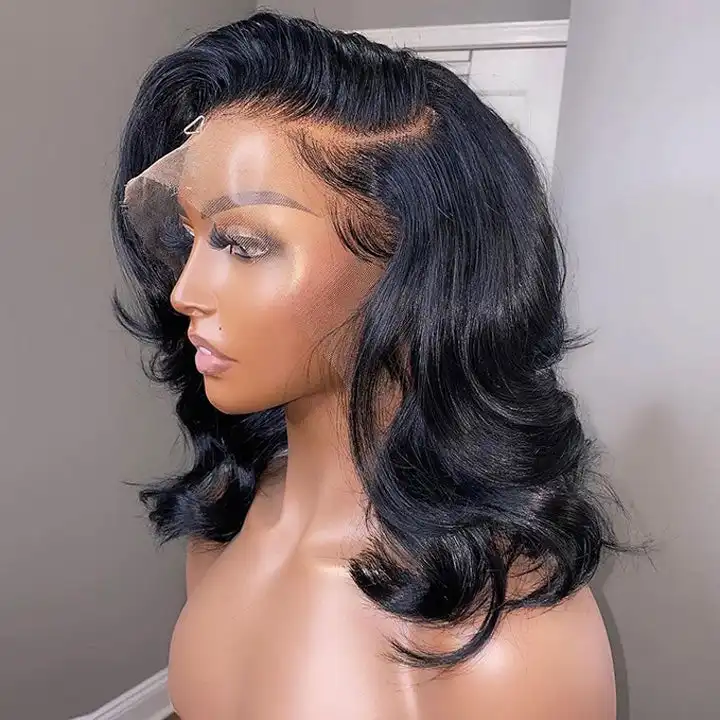 Großhandel Echthaar Spitze vorne kurze Bob Body Wave Perücke, Full Hd Frontal Perücke Ocean Wave Bob Perücke, 13*4 brasilia nische Echthaar Perücken