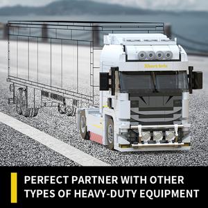 Camión de Transporte de Bloques de Construcción, Camión de Trabajo Pesado Blanco, Juego de Ladrillos de Construcción, Camión Clásico de Larga Distancia - Product Image 3