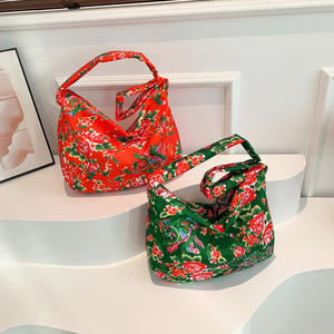 Sac à main tendance pour femme, grande capacité, élégant, en nylon, bandoulière, sac fourre-tout, grande fleur du nord-est, mode, imperméable - Product Image 3