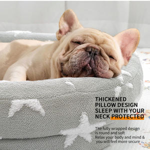 Toptan yıkanabilir sevimli yıldız kabarık büyük ortopedik rahat Oval köpek yatağı Pet Mat kanepe için kapalı - Product Image 2