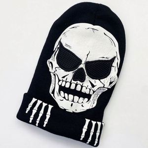 Gorro de punto tipo balaclava con diseño de calavera luminosa para Halloween, venta al por mayor - Product Image 1