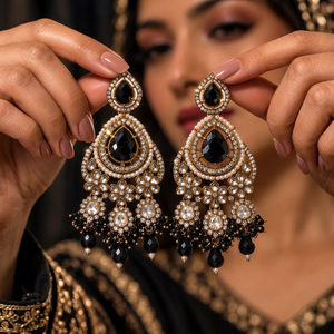 Pendientes de Araña Florales Modernos de Latón Chapado en Oro con Perlas de Imitación para Mujer, Ideales para Bodas y Fiestas - Product Image 1