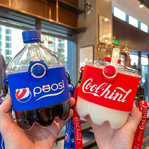 Influencer-Famous Fashion Sports Cartoon Straw Type Lanyard Water <b>Bottle</b> Student Military-Training Personalized Children's - Product Image 1