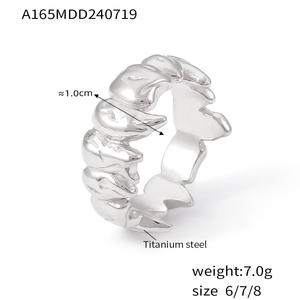 Anillo de mujer de oro de 18 quilates Chapado en acero de titanio diseño de empalme de llama pequeña Irregular tendencia de moda para bodas - Product Image 6