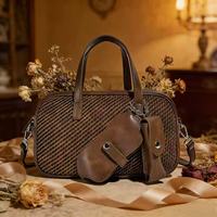 Sac fourre-tout vintage de créateur, sac à main de luxe pour femme en PU imperméable avec fermeture éclair, broderie et chaîne décorative amovible