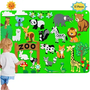 Montessori Story Board Ocean Farm Insect Animal Cartoon Pattern Wall Decoration Baby Early Learning Toy Felt Busy Board