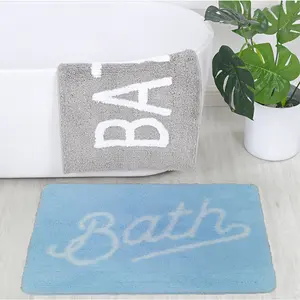 Letters Pattern Soft Bath Rug Bathroom Toilet Rug Tufting Microfiber Bath Mat for Home Textiles