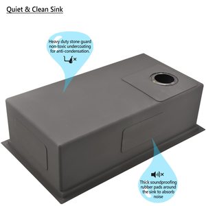 Lavello da <span class=keywords><strong>cucina</strong></span> a vasca singola in acciaio inossidabile 304 fatto a mano con <span class=keywords><strong>scarico</strong></span> a mano destra - Product Image 4