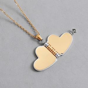 Collier médaillon cœur ouvrable <span class=keywords><strong>en</strong></span> acier inoxydable 30 mm, personnalisable avec <span class=keywords><strong>mots</strong></span>, pendentif couple, bijou souvenir photo, cadeau pour <span class=keywords><strong>elle</strong></span> et lui - Product Image 5