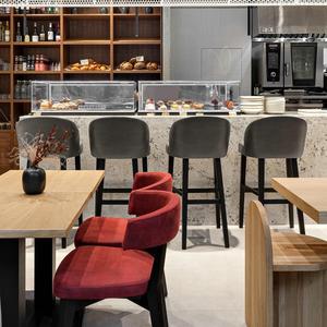 Bar minum wadah kayu tahan lama untuk restoran dan Bar Desain Interior kustom dengan tampilan LED bentuk Oval yang mengambang - Product Image 2