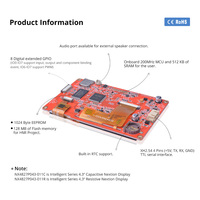 Módulo de Display HMI LCD-TFT de 4,3 Polegadas da Série Inteligente Nextion, Painel Touch Capacitivo/Resistivo RGB 65K Cores, Sem Caixa
