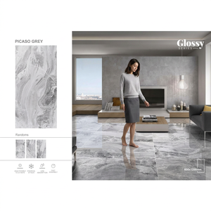 Azulejos de porcelana digitalmente esmaltados de gran formato Fantastico Grey de 600x1200 mm para pisos y paredes - Product Image 5