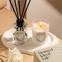 Vente en gros Parfum d'intérieur de luxe Cadeau personnalisé Bocal en verre Fait à la main Étiquette privée Bougie parfumée Diffuseur d'arômes Coffret cadeau