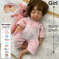 Adorables poupées de renaissance en silicone de 12 pouces, poupées bébé endormies, texture réaliste, jouets compagnons pour tout-petits