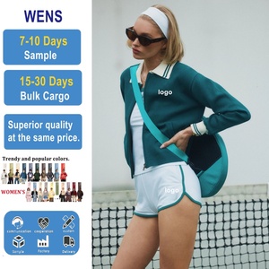 Ensemble 3 pièces de tennis pour femme 2025 – Gilet court, sweat-shirt zippé, mini-short – En polyester avec logo frontal – OEM - Product Image 1