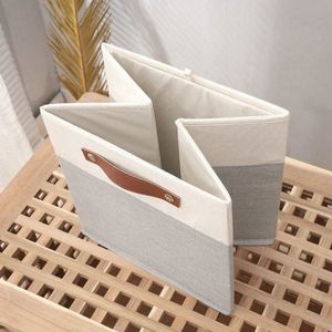 Panier de rangement pliable écologique en coton et lin avec panneau en PP et cadre en acier épaissi, lavable, pour cadeaux de bienvenue - Product Image 1