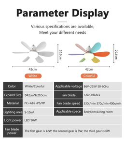 Ventilateur de plafond <span class=keywords><strong>LED</strong></span> à intensité variable avec télécommande 6 pales ABS Design floral moderne 30W/40W pour la décoration de la cuisine de la chambre à coucher - Product Image 4