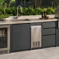 Cuisine extérieure avec pergola, îlot barbecue modulaire en acier inoxydable 304, barbecue à gaz, four à pizza, évier pour villa et jardin