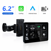 Layar Wireless Moto Carplay 6.2'' Portabel dengan DVR Kamera Ganda dan Sistem Navigasi Motor Kecerahan Ultra 1000NIT